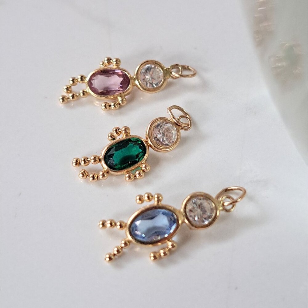 Set of 3 - 14K Yellow Gold Birthstone Baby Child Charms - Picture 3 of 16